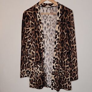 Leopard Print Open Front Cardigan